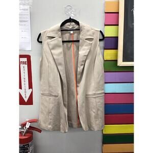 Grey by Sebastian grey tan vest open front medium new from qvc